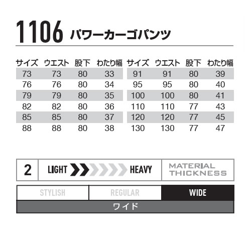 1106BURTLE(バートル)作業服パワーカーゴパンツ