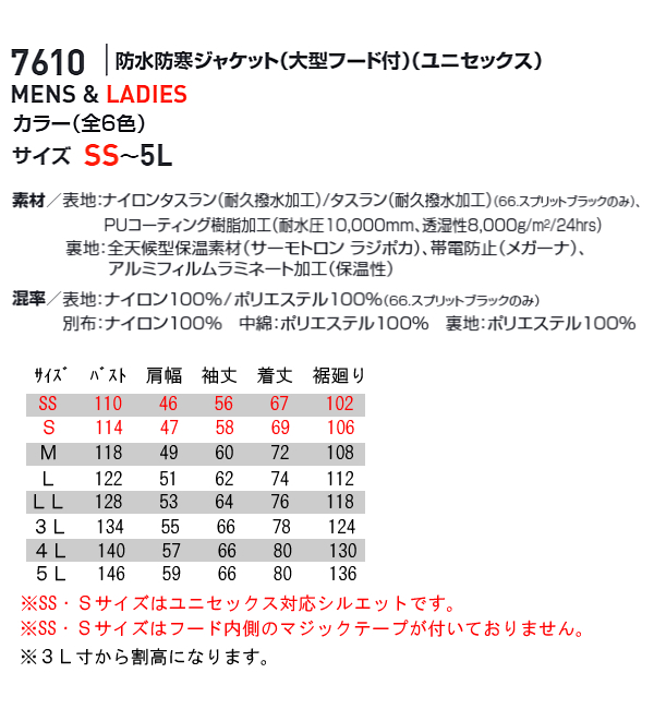 7610 Burtle 防水防寒ジャケット｜バートル防寒着通信販売「作業服のナカノ」