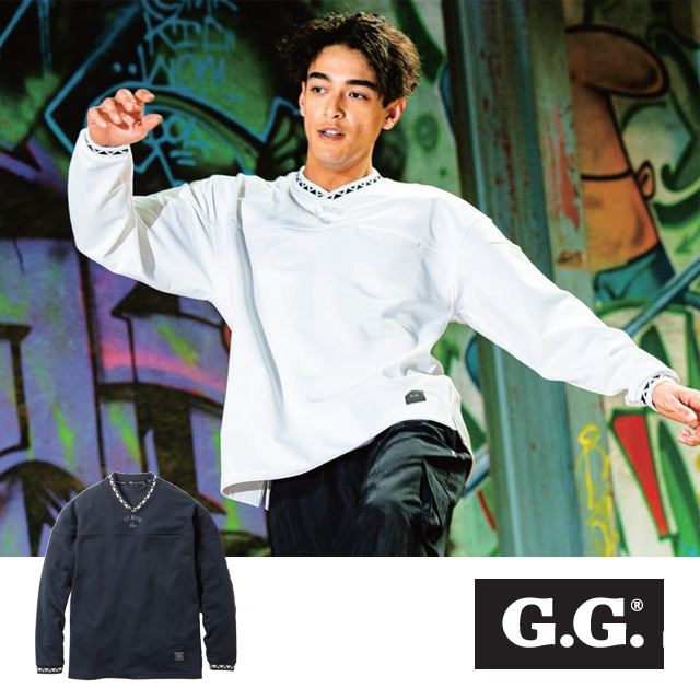 sowa8545-55長袖トレーナー(V ネック、胸ポケット有)