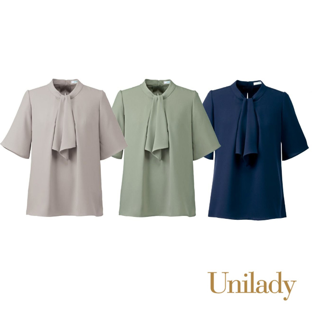 U82357ユニレディ事務服四分袖オーバーブラウス