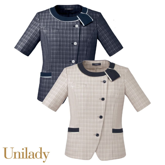U82551ユニレディ事務服四分袖オーバーブラウス