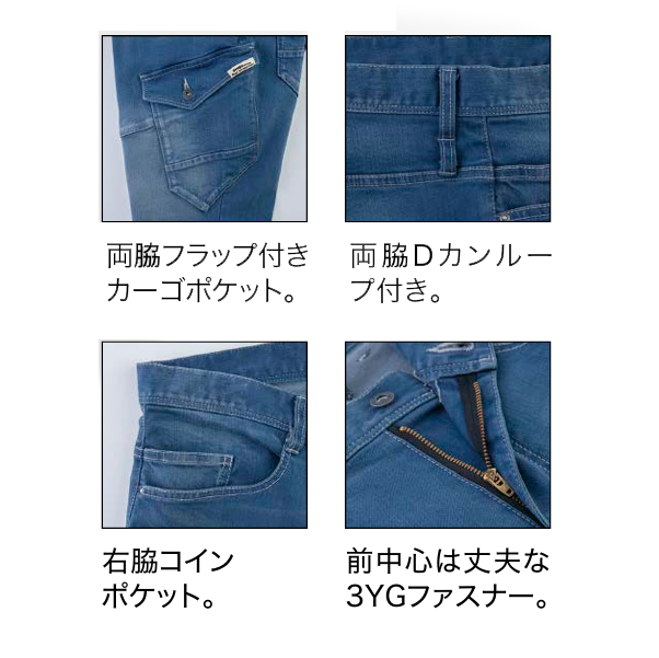 2803ジーベックデニム作業服機能詳細